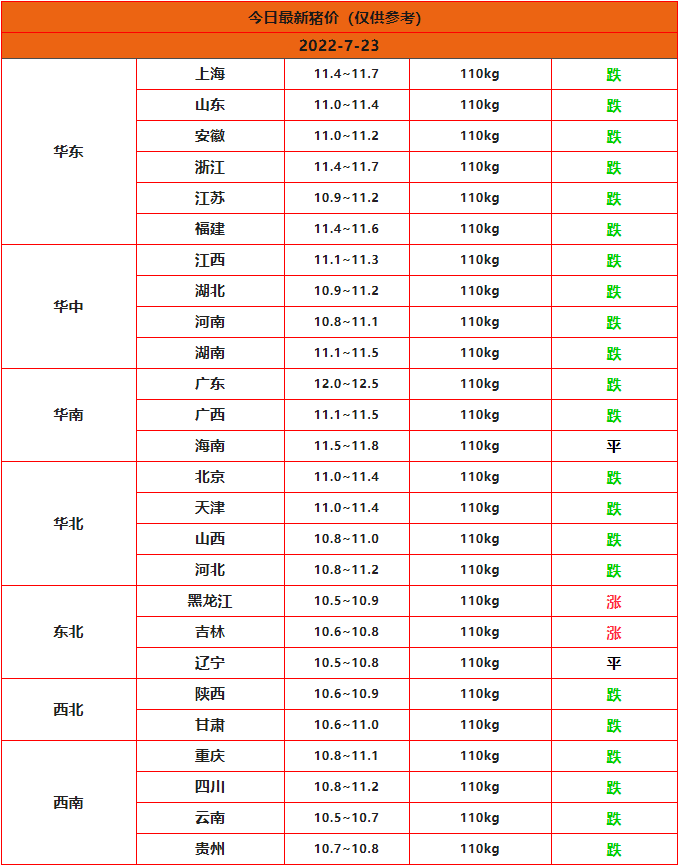 全国猪价行情